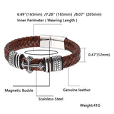 Vintage Men Brown Leather Cross Bracelet Stainless Steel