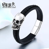 Punk Drop Man's Leather Bracelet Bangle BC-L023