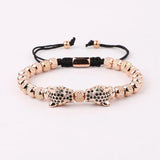 Stainless Steel Leopard Macrame Friendship Bracelet Men Jewelry