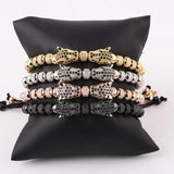 Stainless Steel Leopard Macrame Friendship Bracelet Men Jewelry