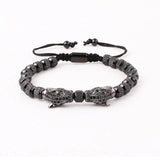 Stainless Steel Leopard Macrame Friendship Bracelet Men Jewelry