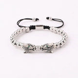 Stainless Steel Leopard Macrame Friendship Bracelet Men Jewelry