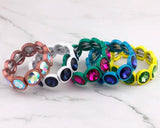 Colorful Faceted Crystal Beads Bracelet, Adjustable Pull Rope Bracelet