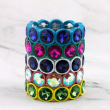 Colorful Faceted Crystal Beads Bracelet, Adjustable Pull Rope Bracelet