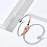 Rose Charms Snake Bracelet Stainless Steel Jewelry Women Cuff Bangles