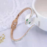 Rose Charms Snake Bracelet Stainless Steel Jewelry Women Cuff Bangles