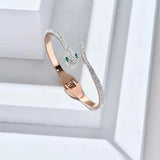 Rose Charms Snake Bracelet Stainless Steel Jewelry Women Cuff Bangles