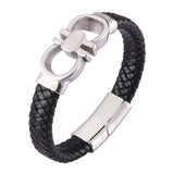 Punk Stainless Steel Bowknot Leather Bracelet Men Magnetic Buckle Bracelet