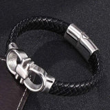 Punk Stainless Steel Bowknot Leather Bracelet Men Magnetic Buckle Bracelet