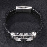 Punk Stainless Steel Bowknot Leather Bracelet Men Magnetic Buckle Bracelet