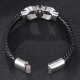 Punk Stainless Steel Bowknot Leather Bracelet Men Magnetic Buckle Bracelet