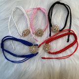 12PCS Braided Nylon Thread Heart Cross Bracelet