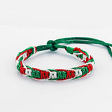 10PCS Flag Green Red Silk Cord Macrame Friendship Bracelet