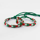 10PCS Flag Green Red Silk Cord Macrame Friendship Bracelet