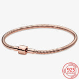 925 Silver Rose Romantic Moment Snake Chain Bracelet