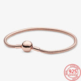 925 Silver Rose Romantic Moment Snake Chain Bracelet