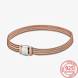 925 Silver Rose Romantic Moment Snake Chain Bracelet