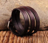 G422 Dark Brown Vintage Leather Bracelet Cuff