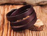 G422 Dark Brown Vintage Leather Bracelet Cuff