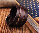 G422 Dark Brown Vintage Leather Bracelet Cuff