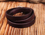 G422 Dark Brown Vintage Leather Bracelet Cuff