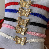 Butterfly Charm Bracelet Braided Rope Thread Adjustable Bracelets&Bangles