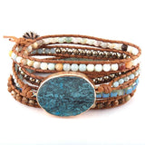 5 Strand Wrap Bracelet Mixed Natural Stones/Crystal Stone Charm