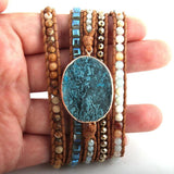 5 Strand Wrap Bracelet Mixed Natural Stones/Crystal Stone Charm