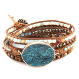 5 Strand Wrap Bracelet Mixed Natural Stones/Crystal Stone Charm