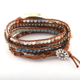 5 Strand Wrap Bracelet Mixed Natural Stones/Crystal Stone Charm