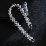 Ekopdee Leaf Flower Bracelet with AAA+ Cubic Zirconia