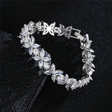 Ekopdee Leaf Flower Bracelet with AAA+ Cubic Zirconia