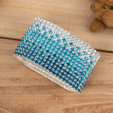 Sky Crystal Rhinestone Bangle Bracelet Silver Plated