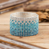Sky Crystal Rhinestone Bangle Bracelet Silver Plated