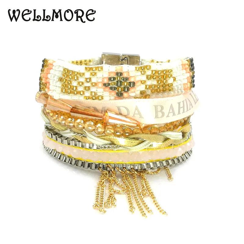 Crystal Charm Bracelet Boho Layer Brazilian Bracelet B1636