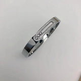 Classic Stainless Steel Women Bracelet Crystal Sliding Wedding Band