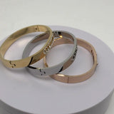 Classic Stainless Steel Women Bracelet Crystal Sliding Wedding Band