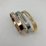 Classic Stainless Steel Women Bracelet Crystal Sliding Wedding Band
