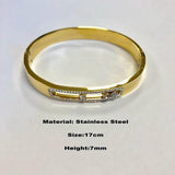 Classic Stainless Steel Women Bracelet Crystal Sliding Wedding Band