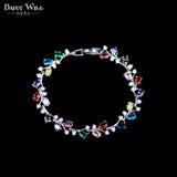 Multicolor CZ Chain Link Bracelet for Women