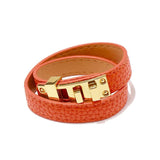 Double Layer PU Leather Steel Buckle Bracelet For Men Women