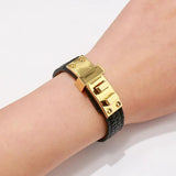 Double Layer PU Leather Steel Buckle Bracelet For Men Women