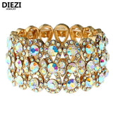 Vintage Metal Crystal Wedding Bangles Men Women Jewelry