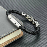 Stainless Steel Leather Bracelet with Magnetic Clasp