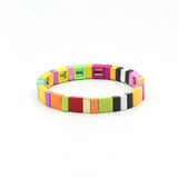 Boho Ethnic Enamel Bangle Set Charm Macaron Colorblock Stacked Bangle