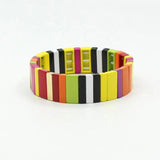 Boho Ethnic Enamel Bangle Set Charm Macaron Colorblock Stacked Bangle