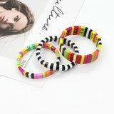 Boho Ethnic Enamel Bangle Set Charm Macaron Colorblock Stacked Bangle