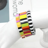 Boho Ethnic Enamel Bangle Set Charm Macaron Colorblock Stacked Bangle