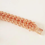 Bracelet 585 Rose Women Jewelry 20 CM Long Hand Catenary Link Wide Bracelets