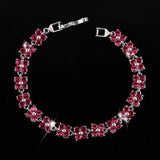 Pera Lovely 4 Leaf Flower CZ Women Bracelet Red Stone B008